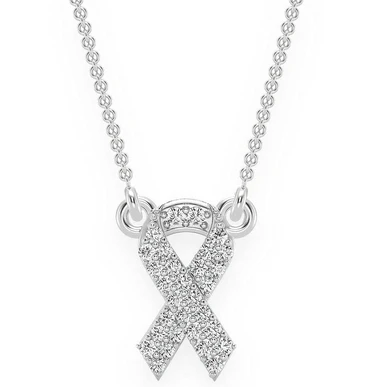 0.15CTW Round Diamond Awareness Ribbon Necklace  customdiamjewel   