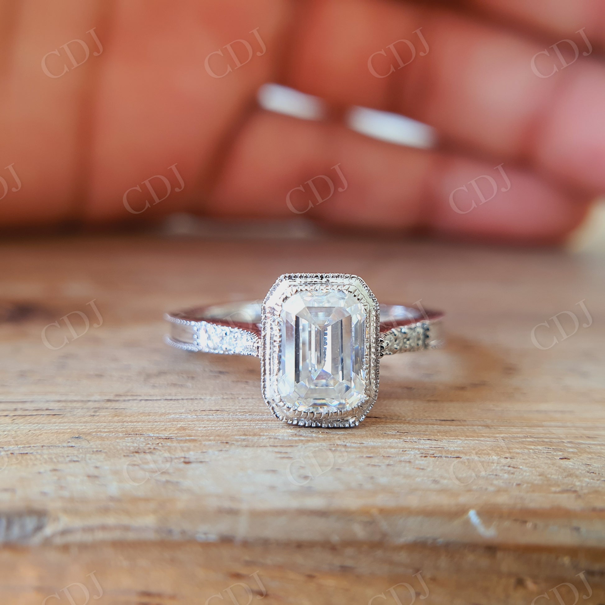 Art Deco 1.0CT Emerald Cut Moissanite Engagement Ring  customdiamjewel   