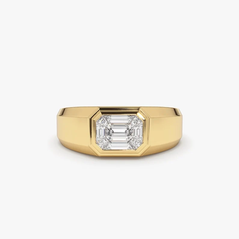 0.40CTW Emerald Cut Lab Grown Diamond Engagement Ring  customdiamjewel   
