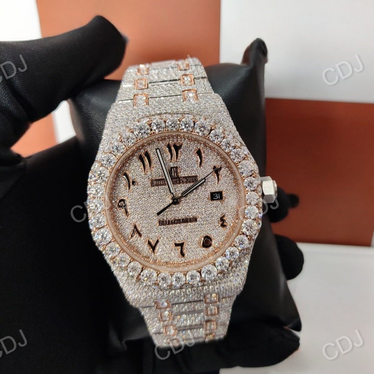 Rose White AP Stainless Steel Watch customdiamjewel