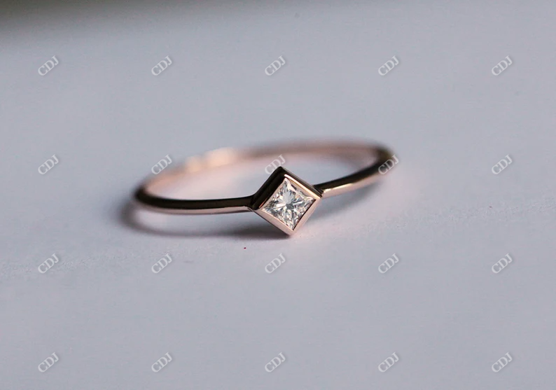 Dainty princess Cut Moissanite Engagement Ring  customdiamjewel   