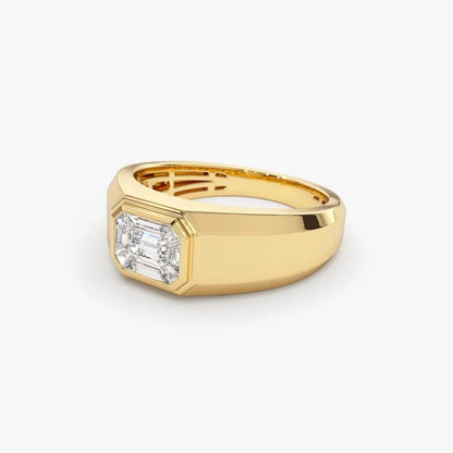 0.40CTW Emerald Cut Lab Grown Diamond Engagement Ring  customdiamjewel 10KT Yellow Gold VVS-EF