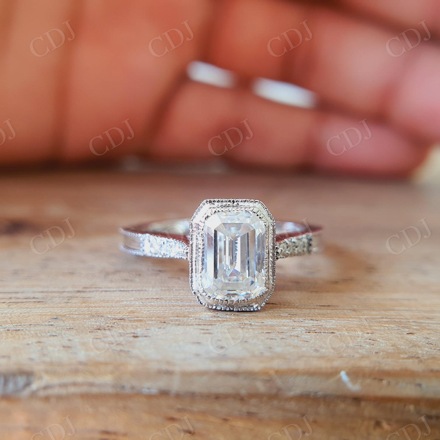 Art Deco 1.0CT Emerald Cut Moissanite Engagement Ring  customdiamjewel   
