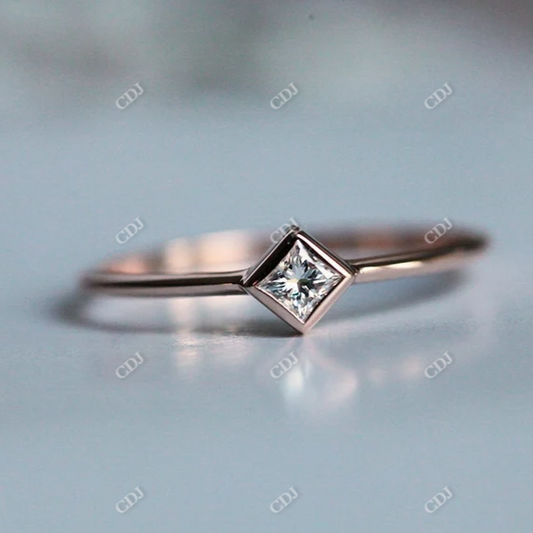 Dainty princess Cut Moissanite Engagement Ring  customdiamjewel 10KT Rose Gold VVS-EF