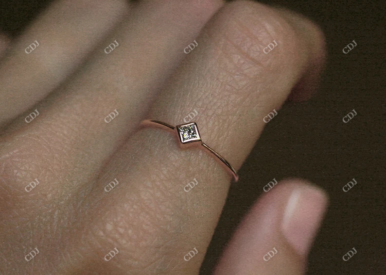 Dainty princess Cut Moissanite Engagement Ring  customdiamjewel   