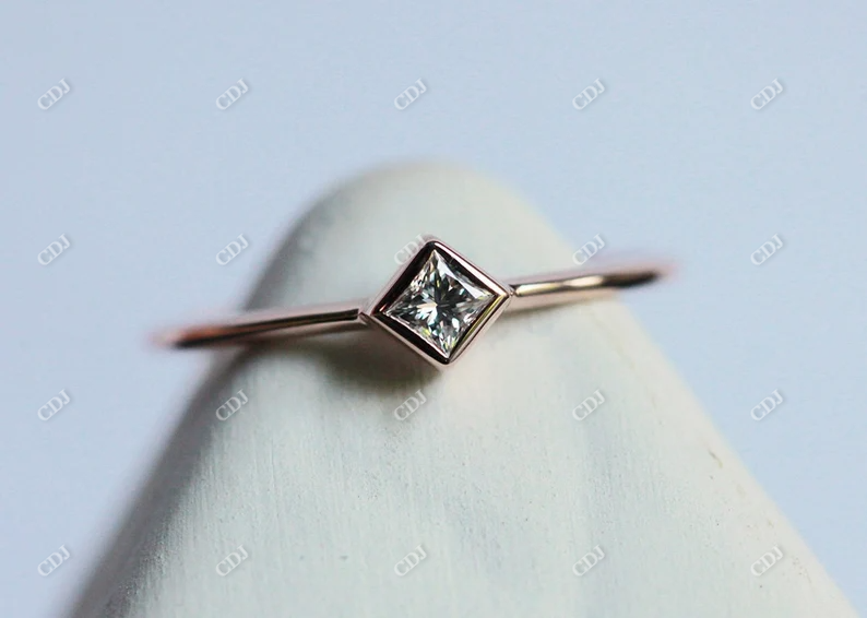 Dainty princess Cut Moissanite Engagement Ring  customdiamjewel   
