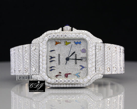 Cartier Quartz Rainbow Luxury Moissanite Men's Wrist Watch customdiamjewel