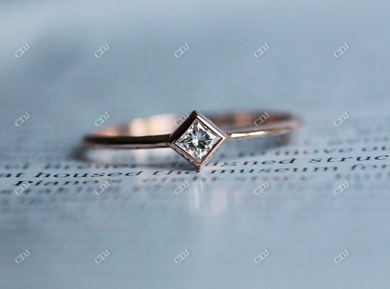 Dainty princess Cut Moissanite Engagement Ring  customdiamjewel   