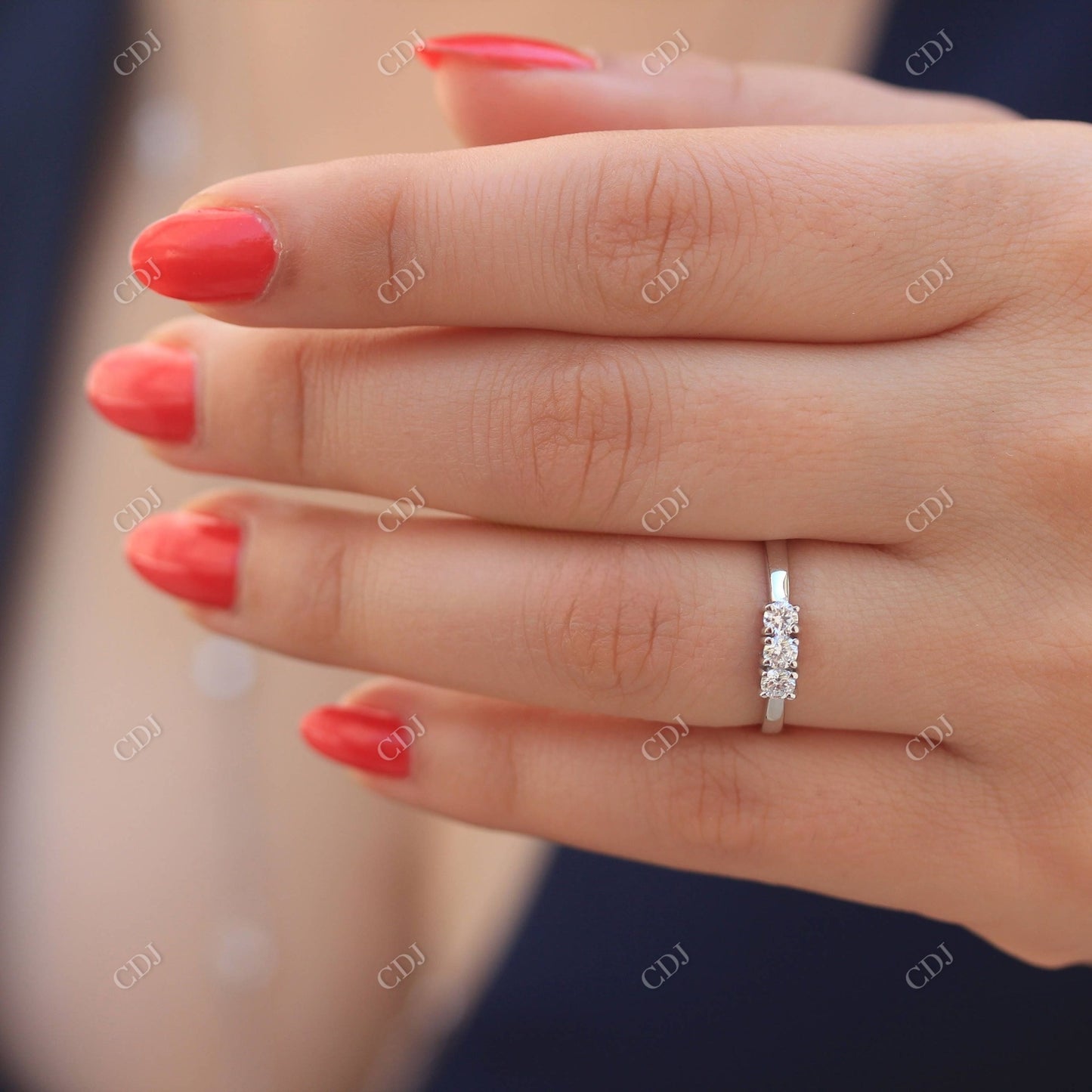 0.75CTW Three Stone Lab Grown Diamond Engagement Ring