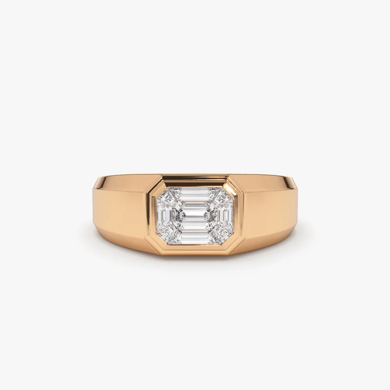 0.40CTW Emerald Cut Lab Grown Diamond Engagement Ring  customdiamjewel 10KT Rose Gold VVS-EF