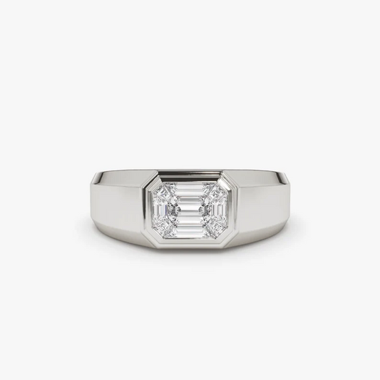 0.40CTW Emerald Cut Lab Grown Diamond Engagement Ring  customdiamjewel 10KT White Gold VVS-EF