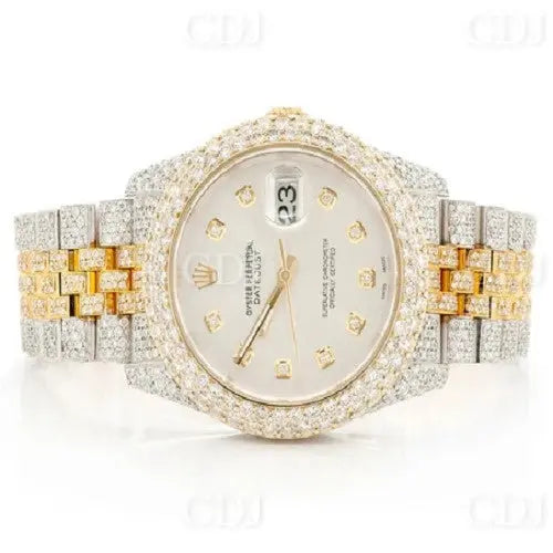 Two Tone Rolex Jubilee Belt Diamond Studded Watch customdiamjewel