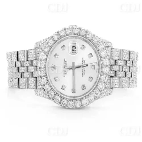 Full White Big Dial Moissanite Rolex Watch (17.85CTW) customdiamjewel