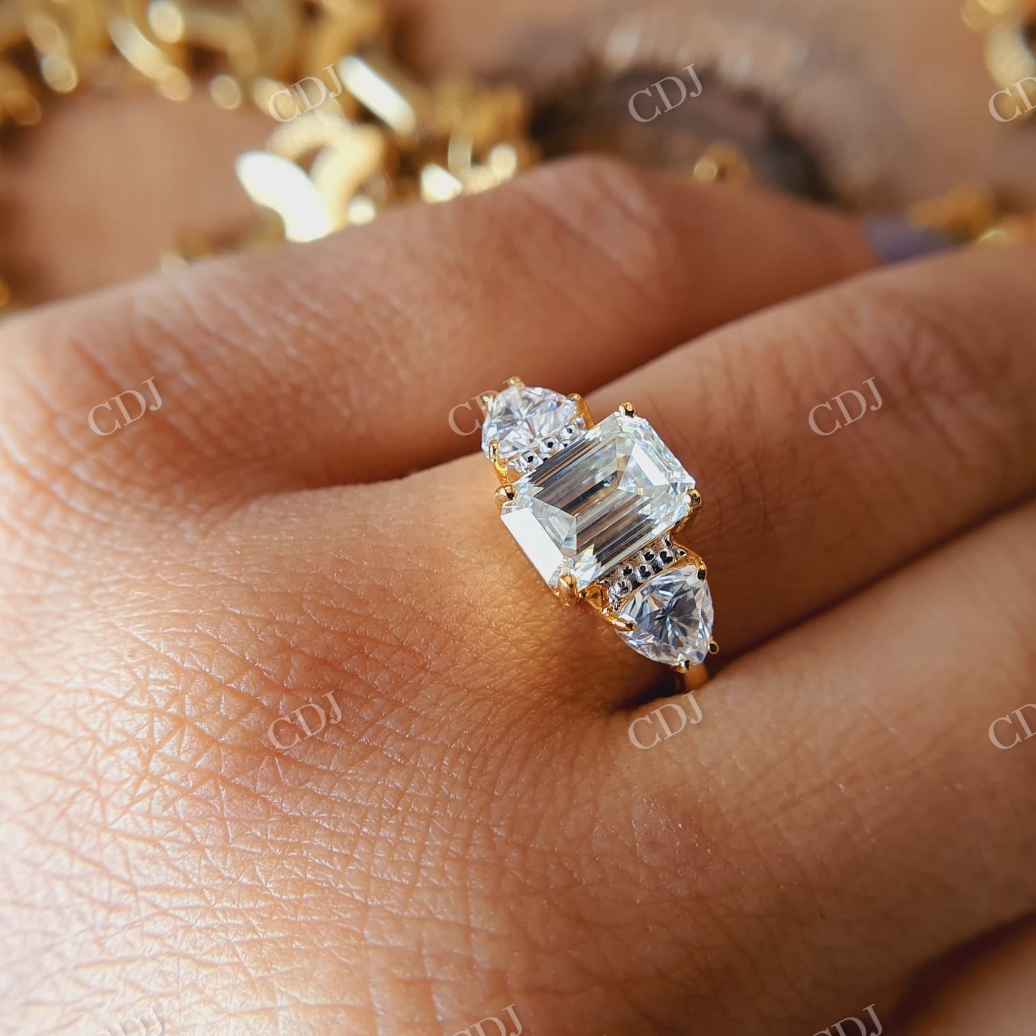 Emerald Cut Three Stone Custom Engagement Ring  customdiamjewel   