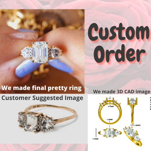 Emerald Cut Three Stone Custom Engagement Ring  customdiamjewel   