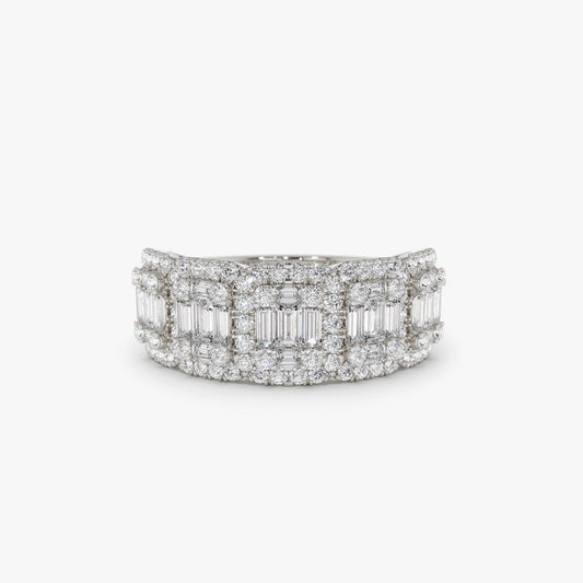 1.13CTW Baguette And Round Cut Natural Diamond Thick Wedding Band  customdiamjewel 10KT White Gold VVS-EF