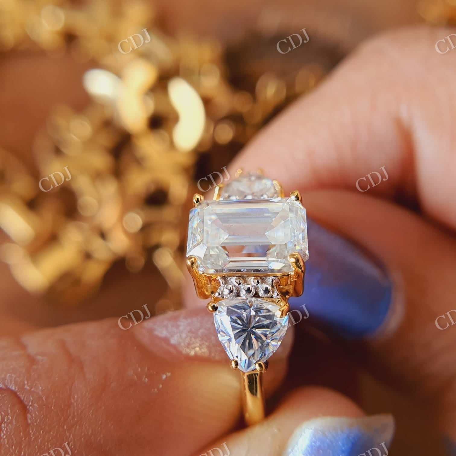 Emerald Cut Three Stone Custom Engagement Ring  customdiamjewel   