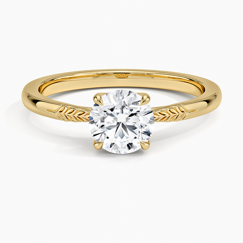 2CT Lab Grown Diamond Hand Engraved Engagement Ring  customdiamjewel Sterling Silver Yellow Gold VVS-EF