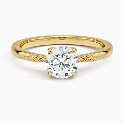 2CT Lab Grown Diamond Hand Engraved Engagement Ring  customdiamjewel Sterling Silver Yellow Gold VVS-EF