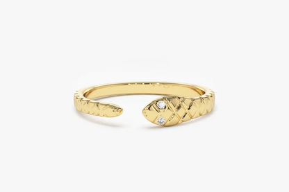 0.02CTW Unique Snake Lab grown Diamond Wedding Band  customdiamjewel 10KT Yellow Gold VVS-EF