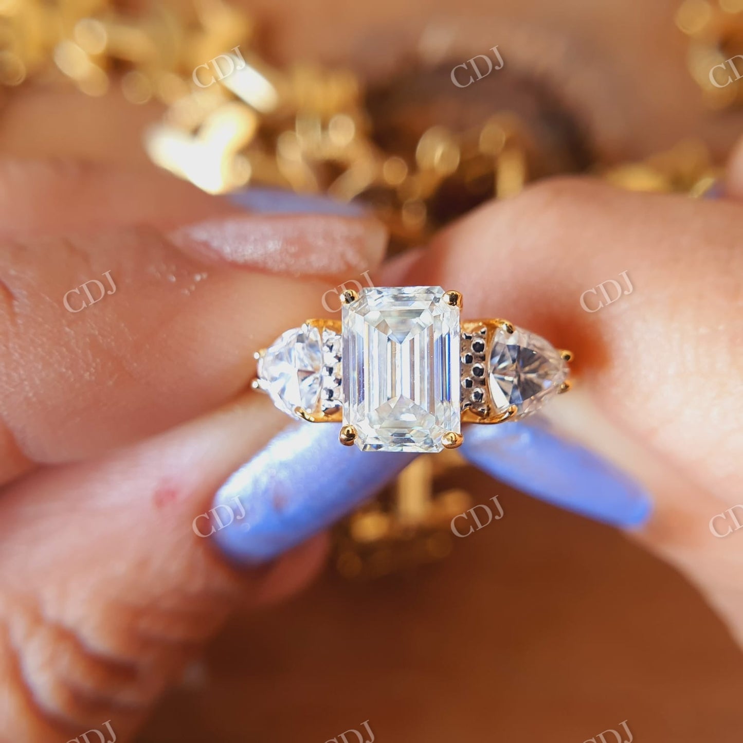 Emerald Cut Three Stone Custom Engagement Ring  customdiamjewel   