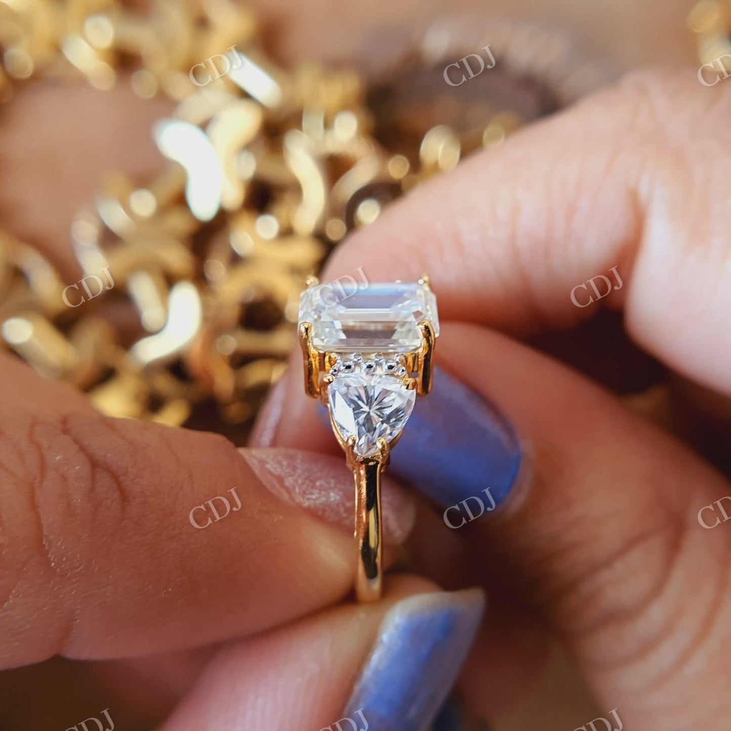 Emerald Cut Three Stone Custom Engagement Ring  customdiamjewel   