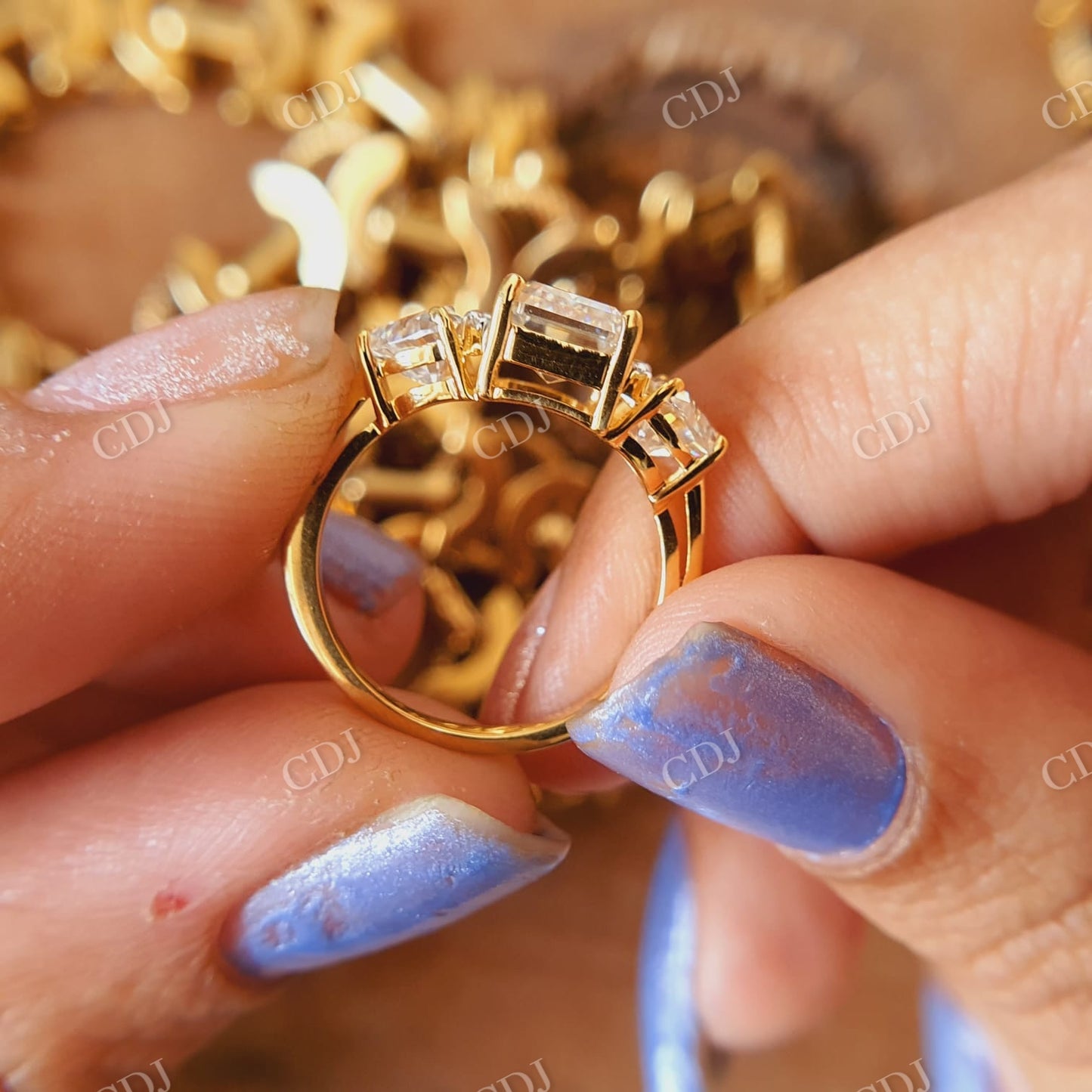 Emerald Cut Three Stone Custom Engagement Ring  customdiamjewel   