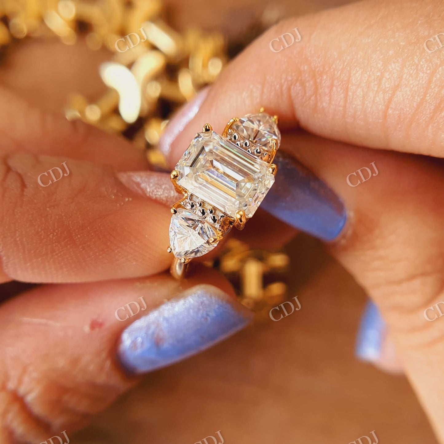 Emerald Cut Three Stone Custom Engagement Ring  customdiamjewel   