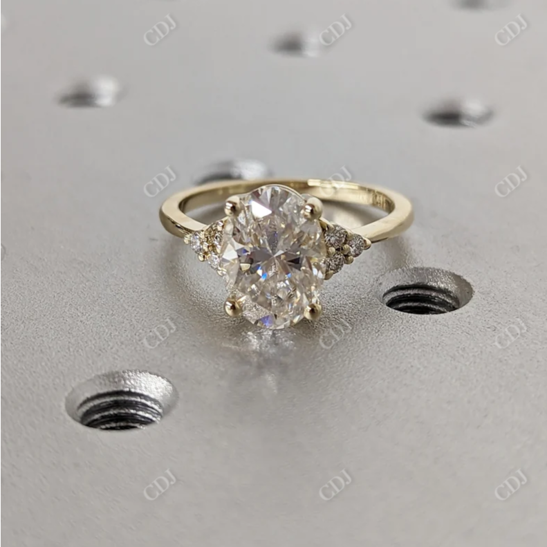 2.0CT Oval Cut Moissanite Vintage Cluster Ring