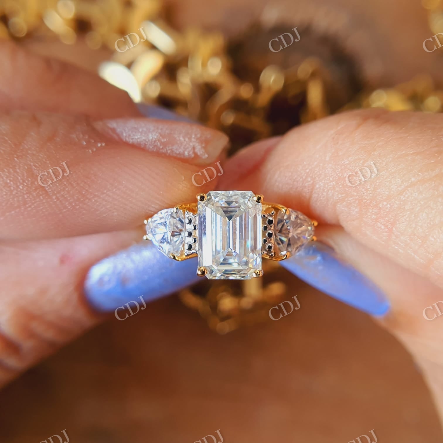 Emerald Cut Three Stone Custom Engagement Ring  customdiamjewel   