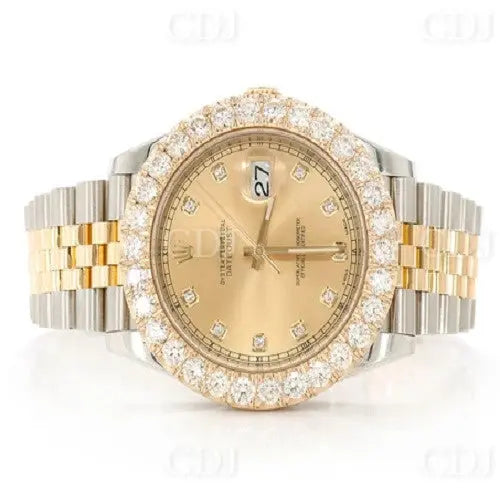 Yellow White Jubilee Belt One Row On Bezel Rolex Watch. customdiamjewel