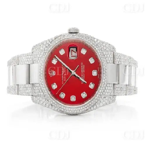 High Quality Red Deal Fully Iced Out Moissanite Hip Hop Watch (12.75CTW) customdiamjewel