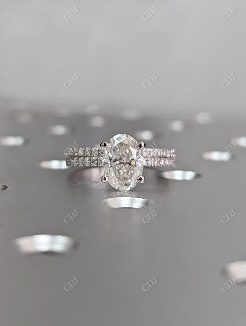 1.5CT Oval Cut Moissanite Solitaire Bridal Ring Set