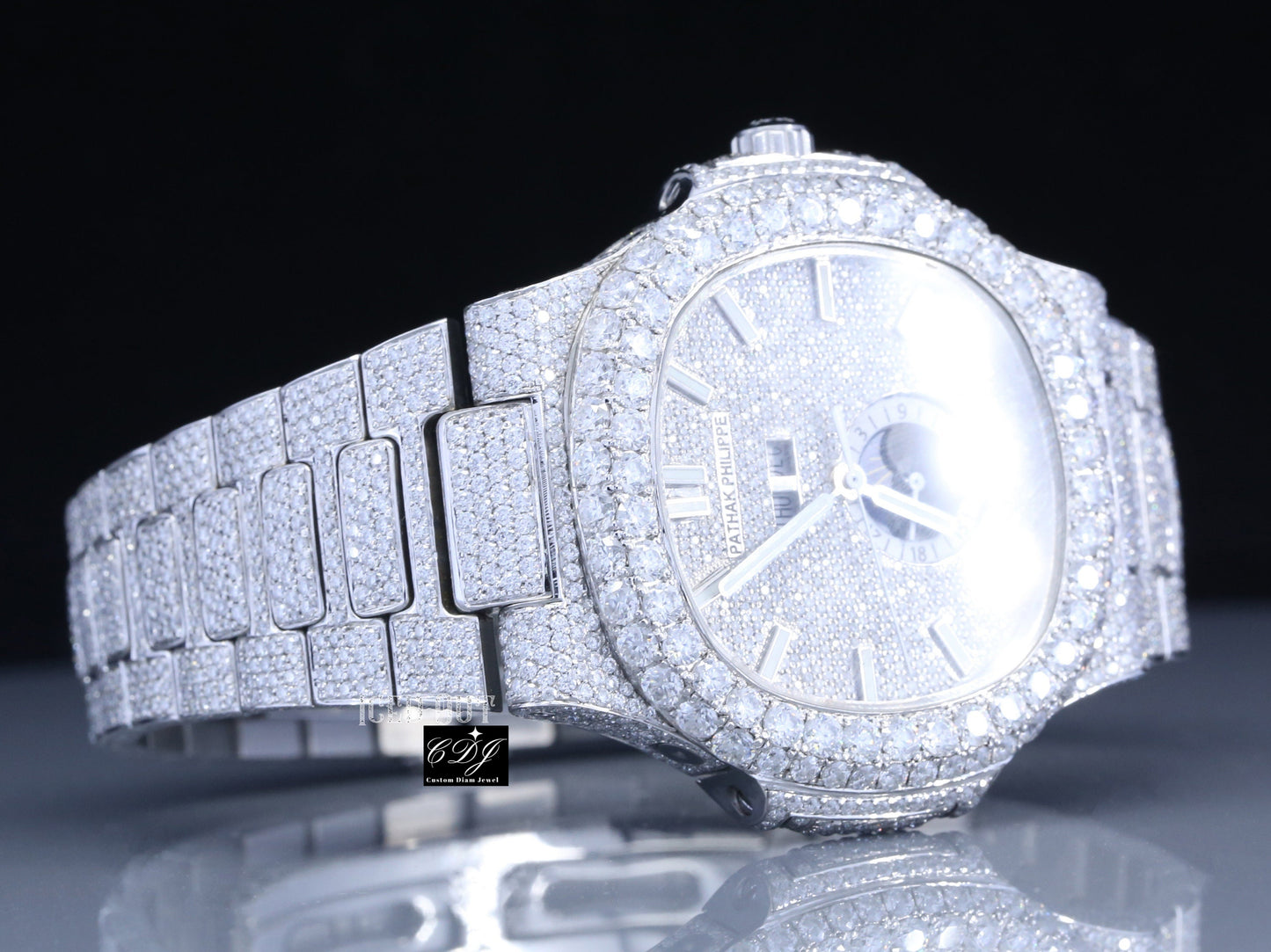 Hip Hop Gold Plated Iced Out Diamond Watch (28 CT Approx)