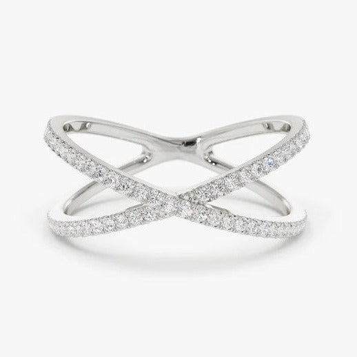 0.33CTW Criss Cross Lab Grown Diamond Minimalist Wedding Band  customdiamjewel 10KT White Gold VVS-EF