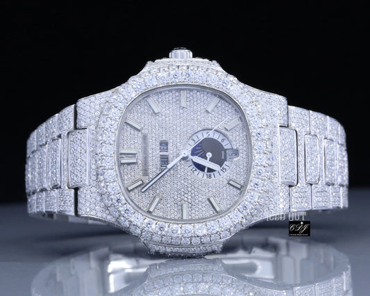 Hip Hop Patek Philippe Chrono Dial Moissanite Watch customdiamjewel