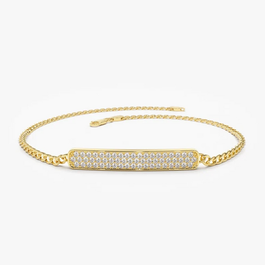 3MM Lab Grown Diamond Pave Link Cuban Chain Bracelet  customdiamjewel   
