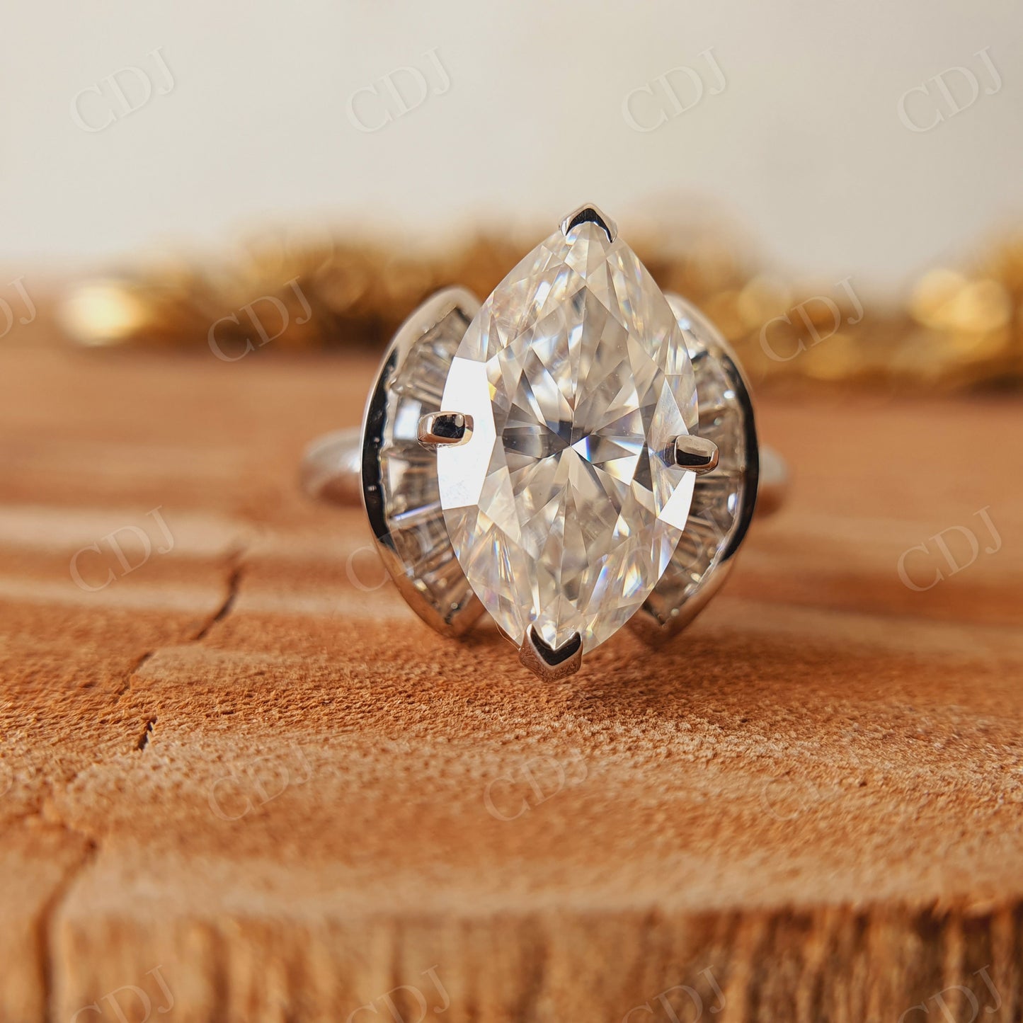 Antique 3.55CT Marquise cut Moissanite Engagement Ring  customdiamjewel   