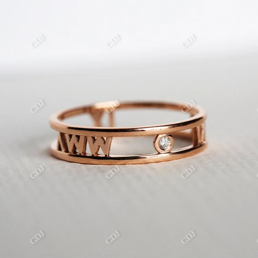 Roman Numerals Real Diamond Gold Wedding Band  customdiamjewel 10KT Rose Gold VVS-EF