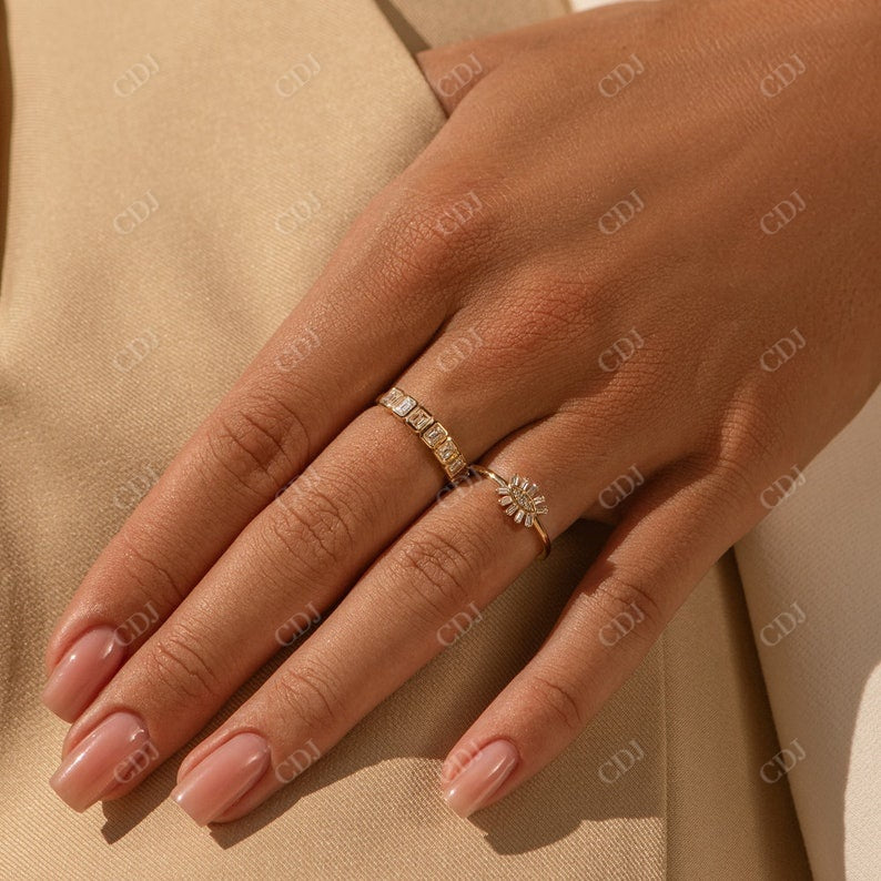 0.75CTW Bezel Setting Emerald Cut Lab Grown Diamond Wedding Band  customdiamjewel   