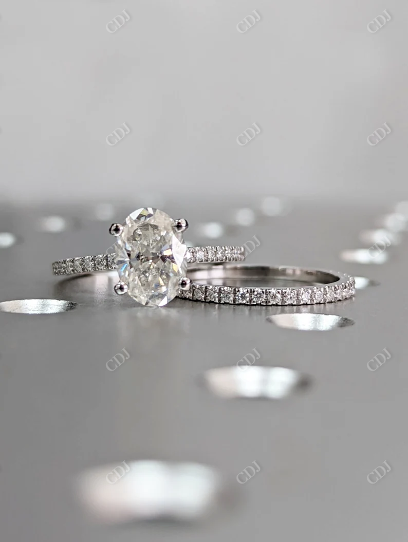 1.5CT Oval Cut Moissanite Solitaire Bridal Ring Set