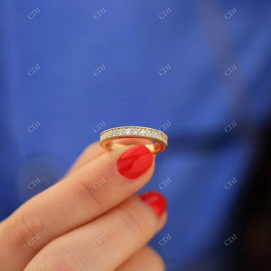 0.50CTW Round Half Eternity Yellow Gold Moissanite Wedding Band  customdiamjewel 10KT Yellow Gold VVS-EF