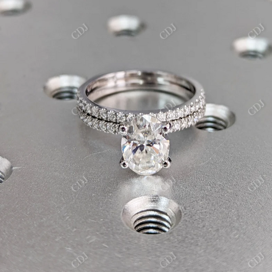 1.5CT Oval Cut Moissanite Solitaire Bridal Ring Set  customdiamjewel 10KT White Gold VVS-EF