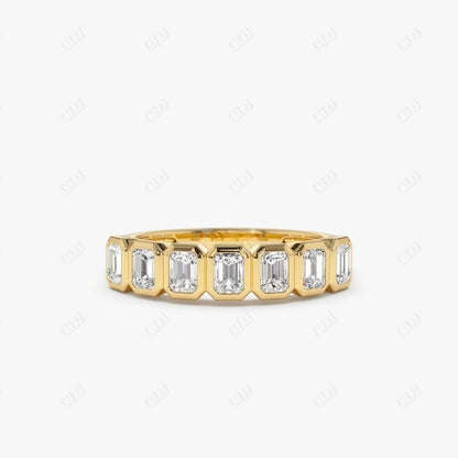 0.75CTW Bezel Setting Emerald Cut Lab Grown Diamond Wedding Band  customdiamjewel 10KT Yellow Gold VVS-EF