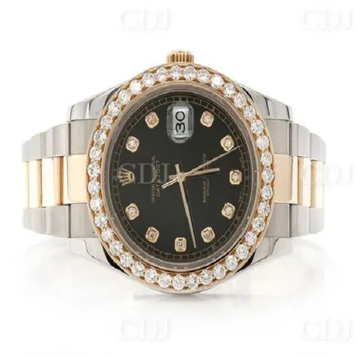 Trendy Two Tone Hip Hop Moissanite Rolex Watch (3.25CTW) customdiamjewel