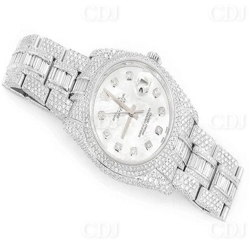 Stainless Steel Analog Iced Out 16.00CTW Diamond Wrist Watch  customdiamjewel   