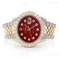 Red Round Dial Crystal Rolex Diamond Watch (4.25CTW)