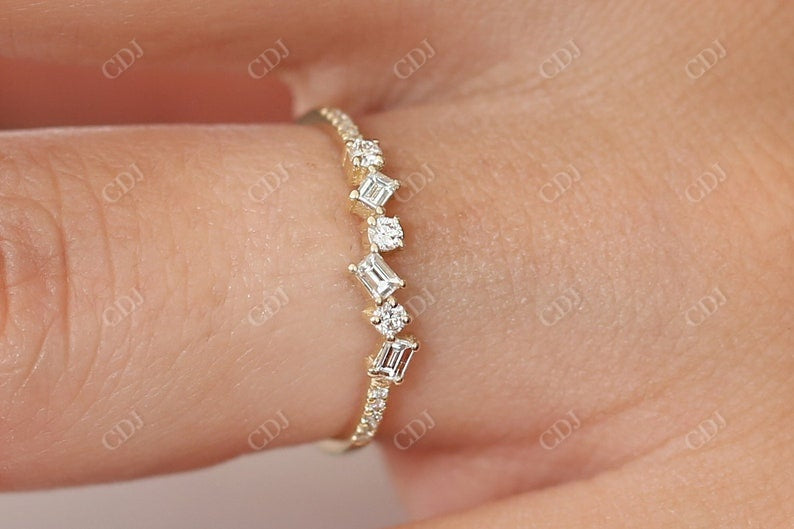 0.32CTW Round And Baguette Cut Natural Diamond Alternating Band  customdiamjewel   