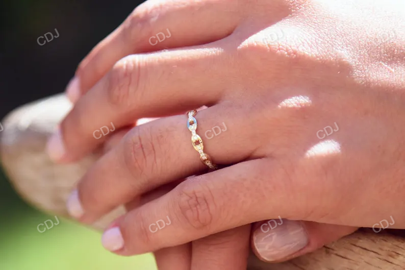 14k Gold Chain Link Pave Diamond Wedding Band  customdiamjewel   