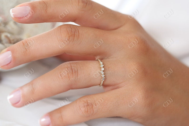 0.32CTW Round And Baguette Cut Natural Diamond Alternating Band  customdiamjewel   